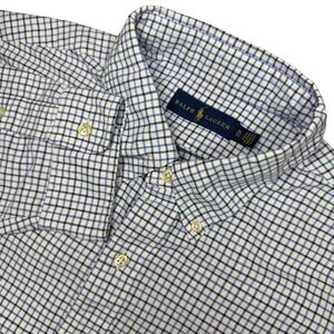Ralph Lauren Men’s XL Blue Plaid Button‎ Shirt Long Sleeve Flesh Pony